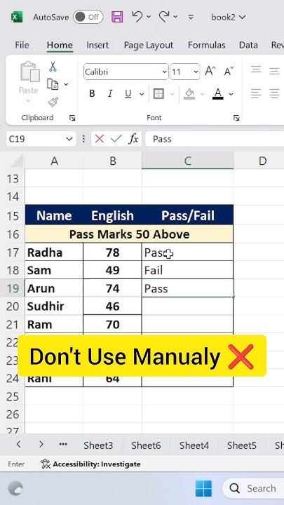 Master the IF Function for Pass/Fail Results in Excel | #ExcelFunction ...