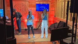 Lilly and Kallee sing Love is an Open Door at Shenandoah Valley Axe Throwing Co 4/27/24