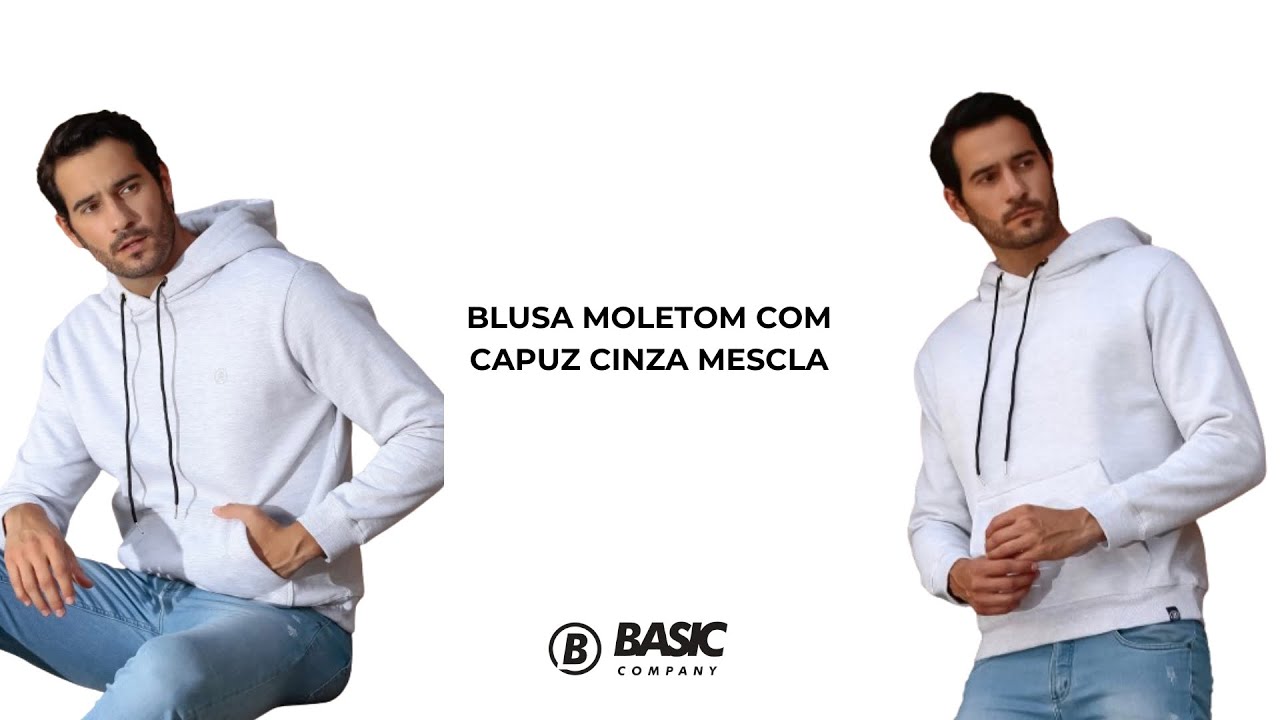 BLUSA MOLETOM COM CAPUZ CINZA MESCLA
