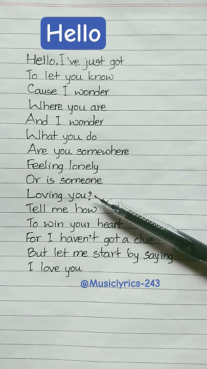 Hello ~ Lionel Richie #lyrics #oldsong #lionelrichie #music