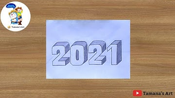 New Year Drawing Very Easy / Happy New Year 2021 Drawing Step By Step / New Year 3d Drawing