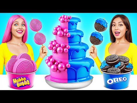 Pink VS Blue Cake Decorating Challenge Making Only ONE Color Sweet By X Challenge