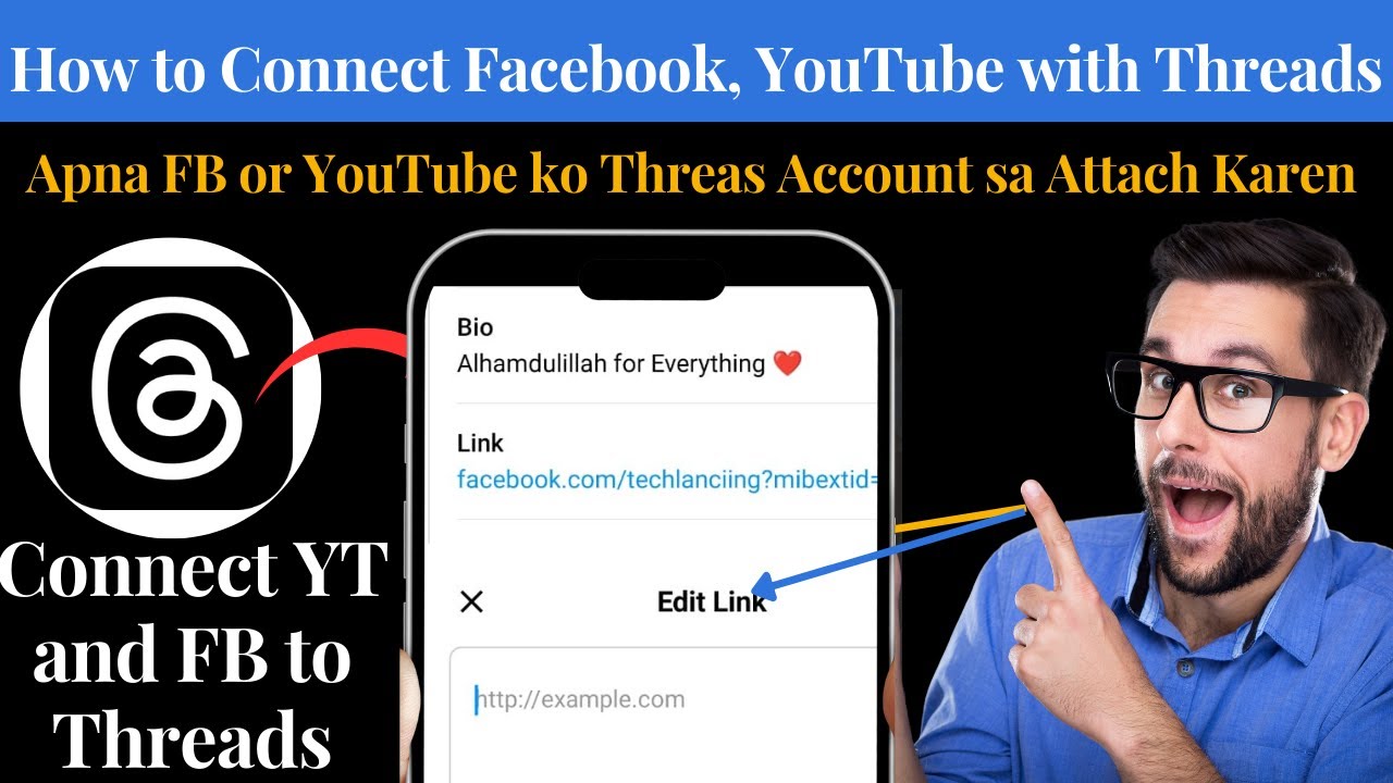 How to add social media link on threads App | How to connect YouTube ...