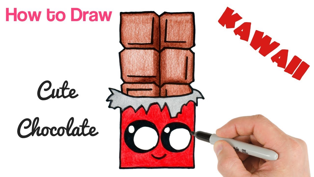 How To Draw Cute Chocolate Bar Food Kawaii Drawings Art Tutorial Youtube