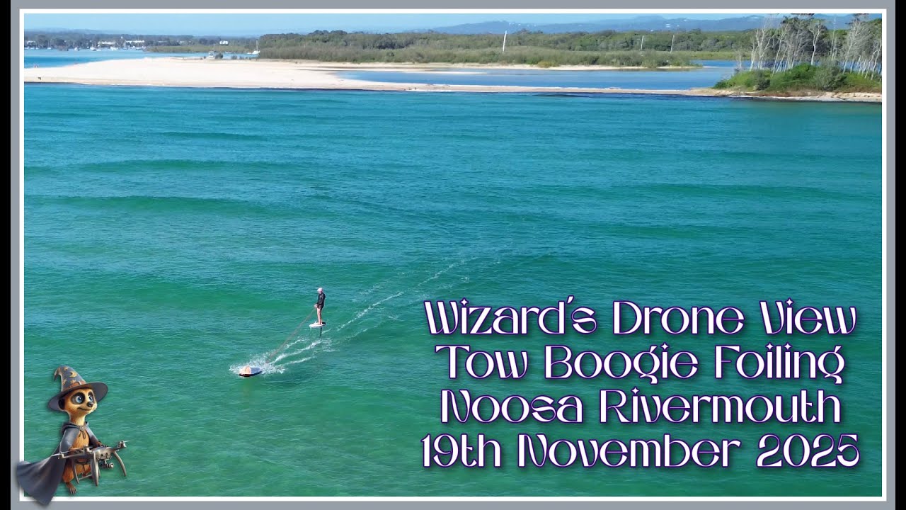 Foiling with a Tow Boogie, Drone Shots, Noosa Heads, Sunshine Coast, Australia