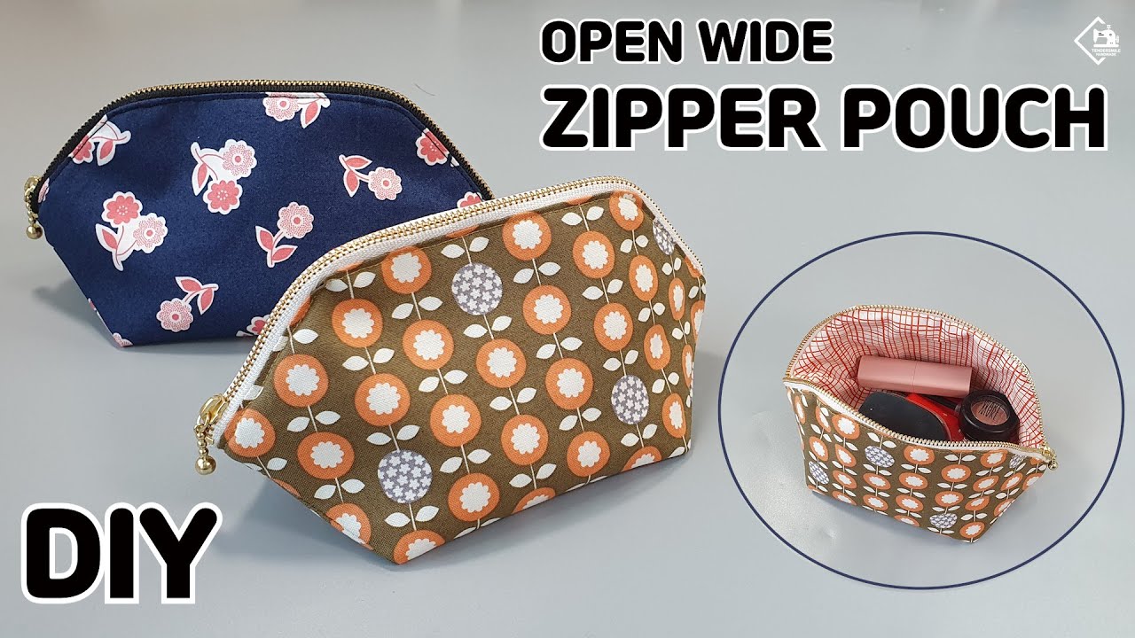 DIY OPEN WIDE ZIPPER POUCH/ MAKEUP POUCH/ Free Pattern/ sewing ...