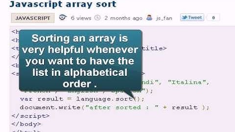 JAVASCRIPT Tutoriral : Javascript array sort