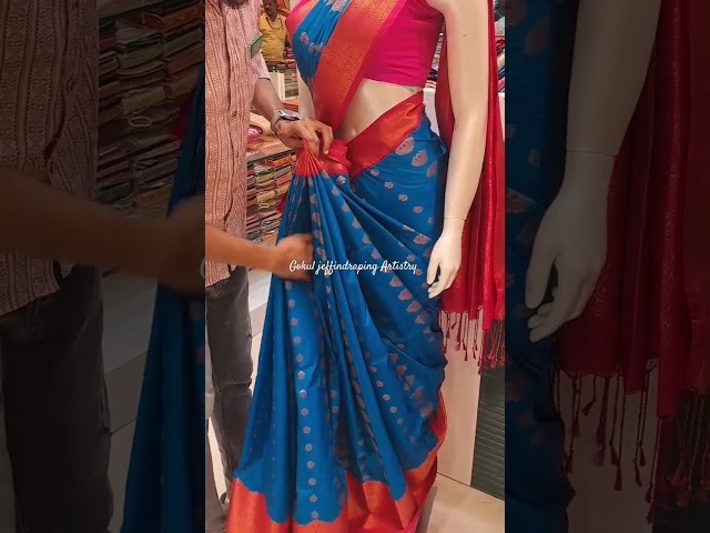 How to drape perfect shapeing and perfect Pleating in semi soft silk saree?#saree #draping #wedding class=