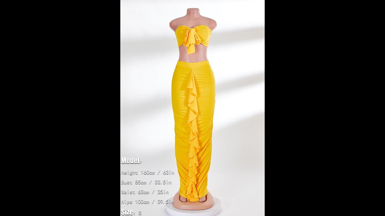 Girlmerry Summer new strapless plus size shirring backless sexy maxi skirt sets Wholesale DA005766