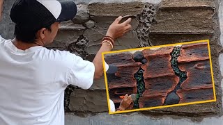 RELIEF UKIR BATU PARAS JOGJA || PROSES PEMASANGAN 100 % ASLI BATU ALAM YANG DIUKIR. 