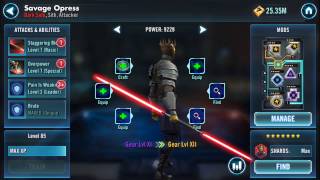 Gearing up Savage Opress to Gear XI + Mod Upgrades