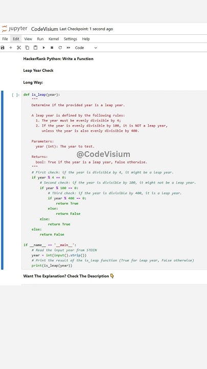 Leap Year Check – Detailed Version #Python #HackerRank #LeapYear - YouTube