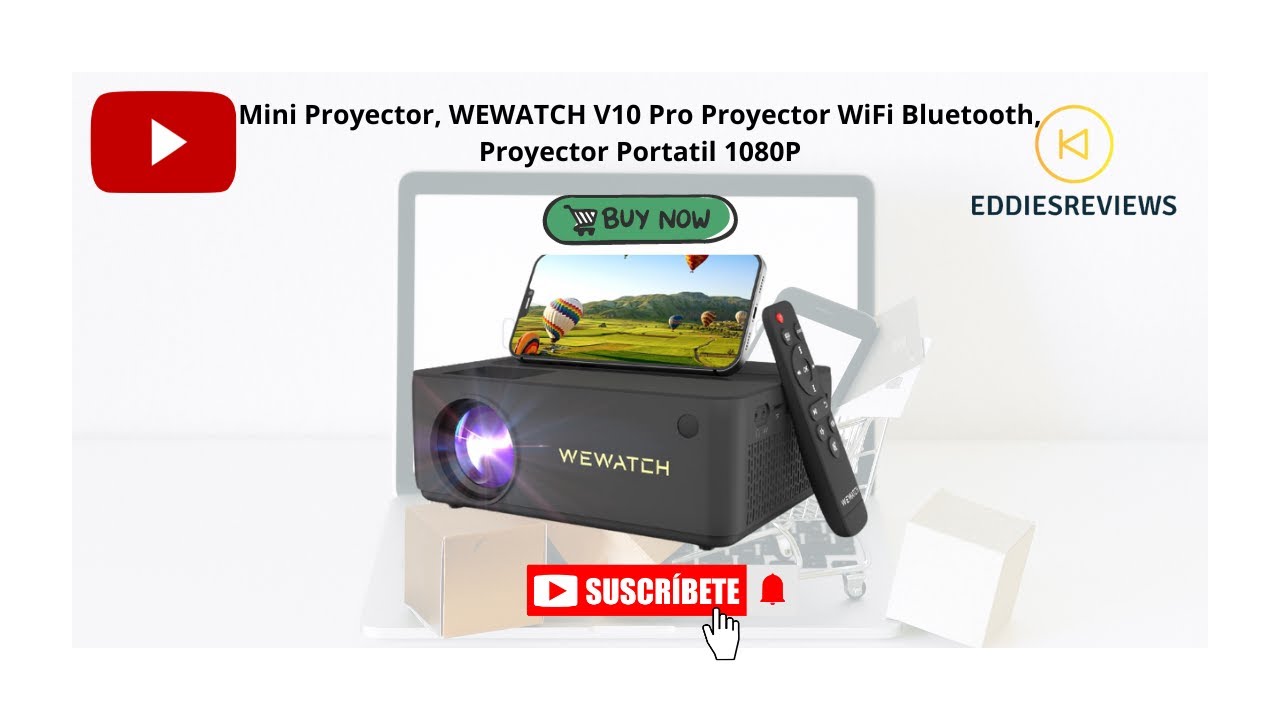 Mini Proyector, WEWATCH V10 Pro Proyector WiFi Bluetooth, Proyector  Portatil 1080P 