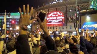 Chicago cubs beat la dodgers to win nlcs at wrigley field! on the
world series against cleveland. october 22 2016 clark street in
wrigleyville.