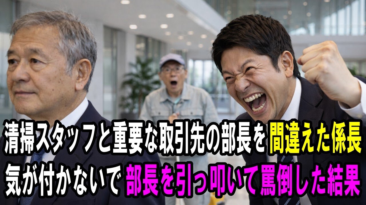 清掃スタッフと重要な取引先の部長を間違えた係長。気が付かないで部長を引っ叩いて罵倒した結果