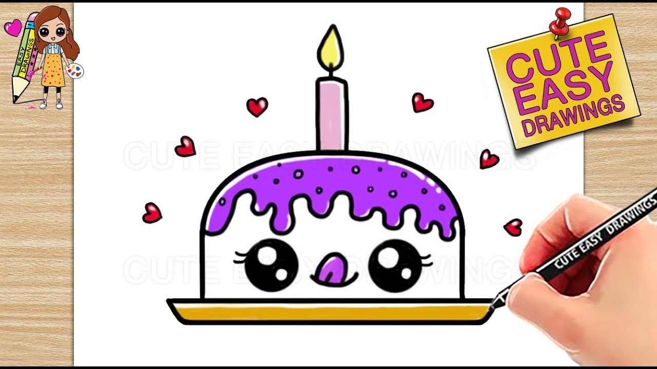 Blue Raspberry Cake Drawing How to Draw Cute Blueberry Cake - Easy Drawings - YouTube