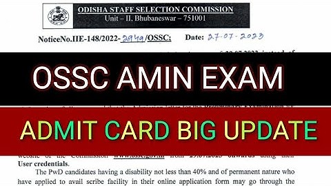 OSSC AMIN EXAM Date Out// OSSC AMIN admit card update 2022-23//Odisha govt job update