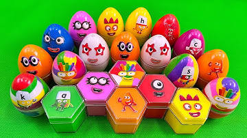 Hexagon Shapes Rainbow SLIME: Digging Numberblocks Eggs Coloring! Satisfying ASMR Videos