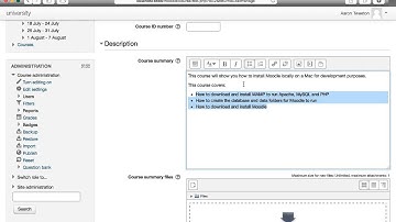 Creating a Course in Moodle: 2 - Categories and Summaries
