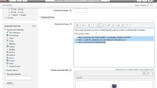 Creating a Course in Moodle: 2 - Categories and Summaries