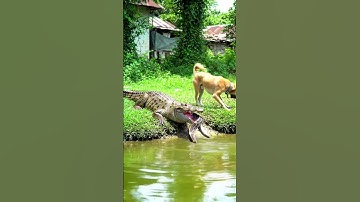 🐊 Dog vs Crocodile for a Python! Unbelievable Fight Near Village Pond 😱🐍. #shortsfeed  #animals