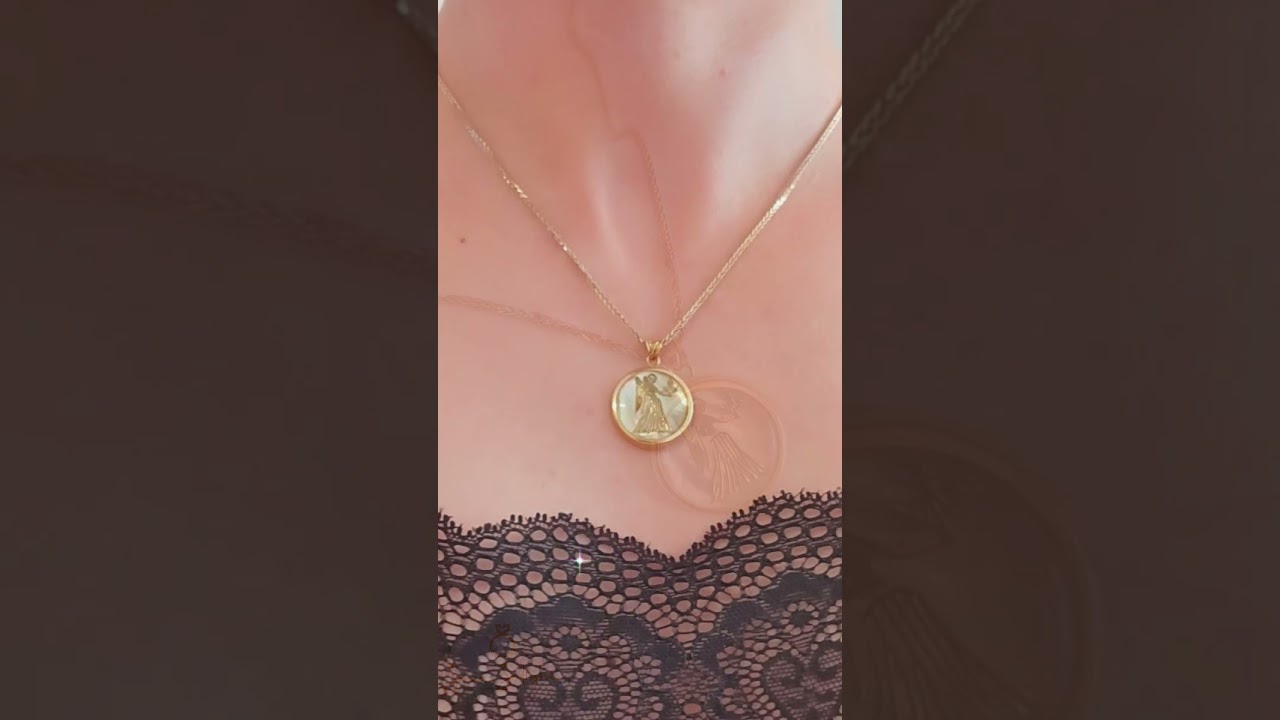 Solid Gold Virgo Zodiac Necklace | September Zodiac Pendant | Personalized Costume Birthday Gift
