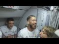 Real Madrid players celebrate La Undécima at 30,000ft!