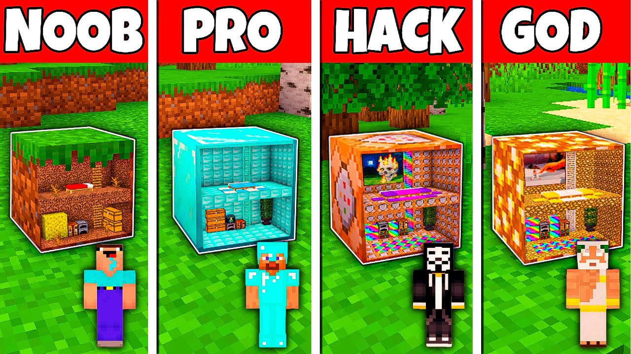 Minecraft Battle: NOOB vs PRO vs HACKER vs GOD! INSIDE BLOCK BASE HOUSE ...