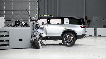 2022 Rivian R1S driver-side small overlap IIHS crash test