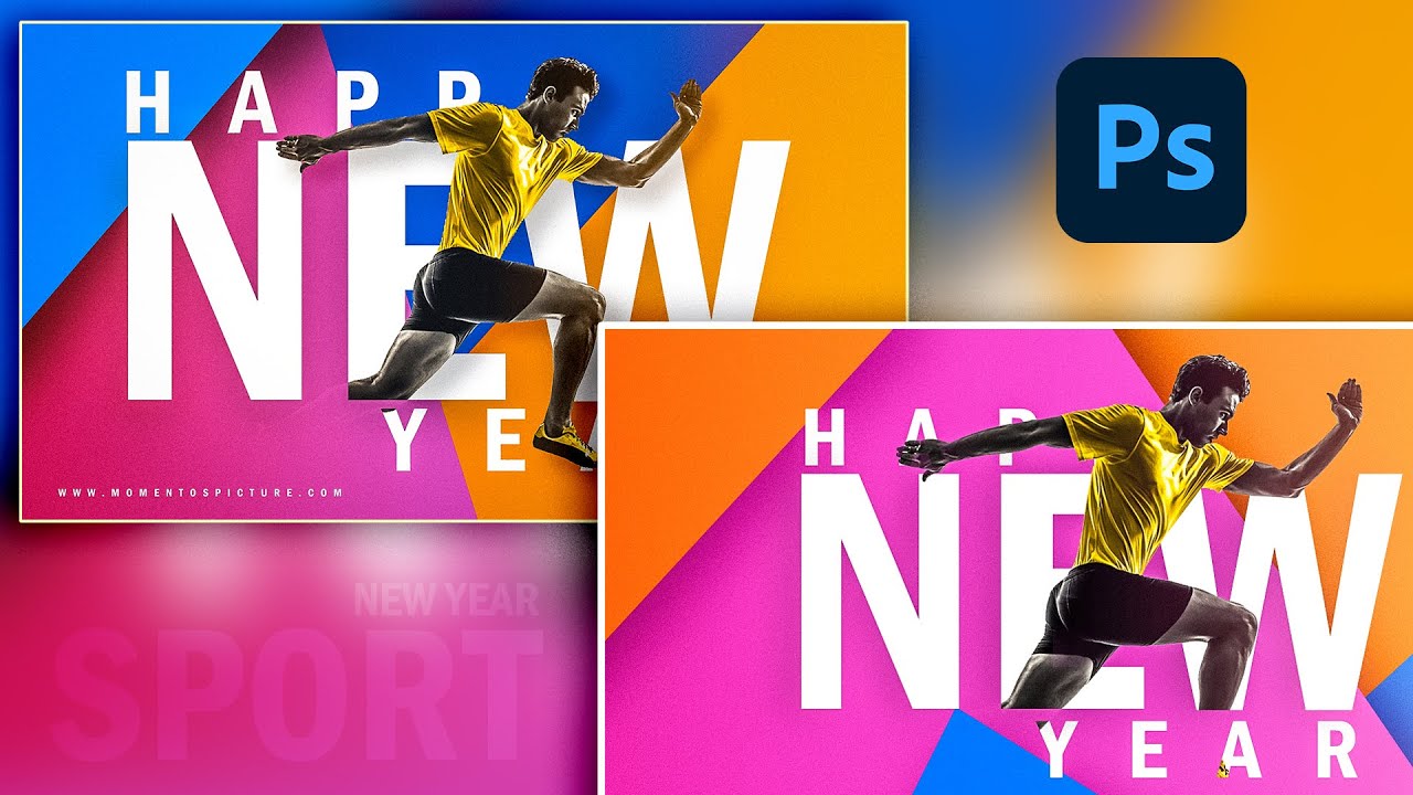 Happy New Year Banner Design For Sport | Photoshop Tutorial | Sports Banner Design in photoshop |