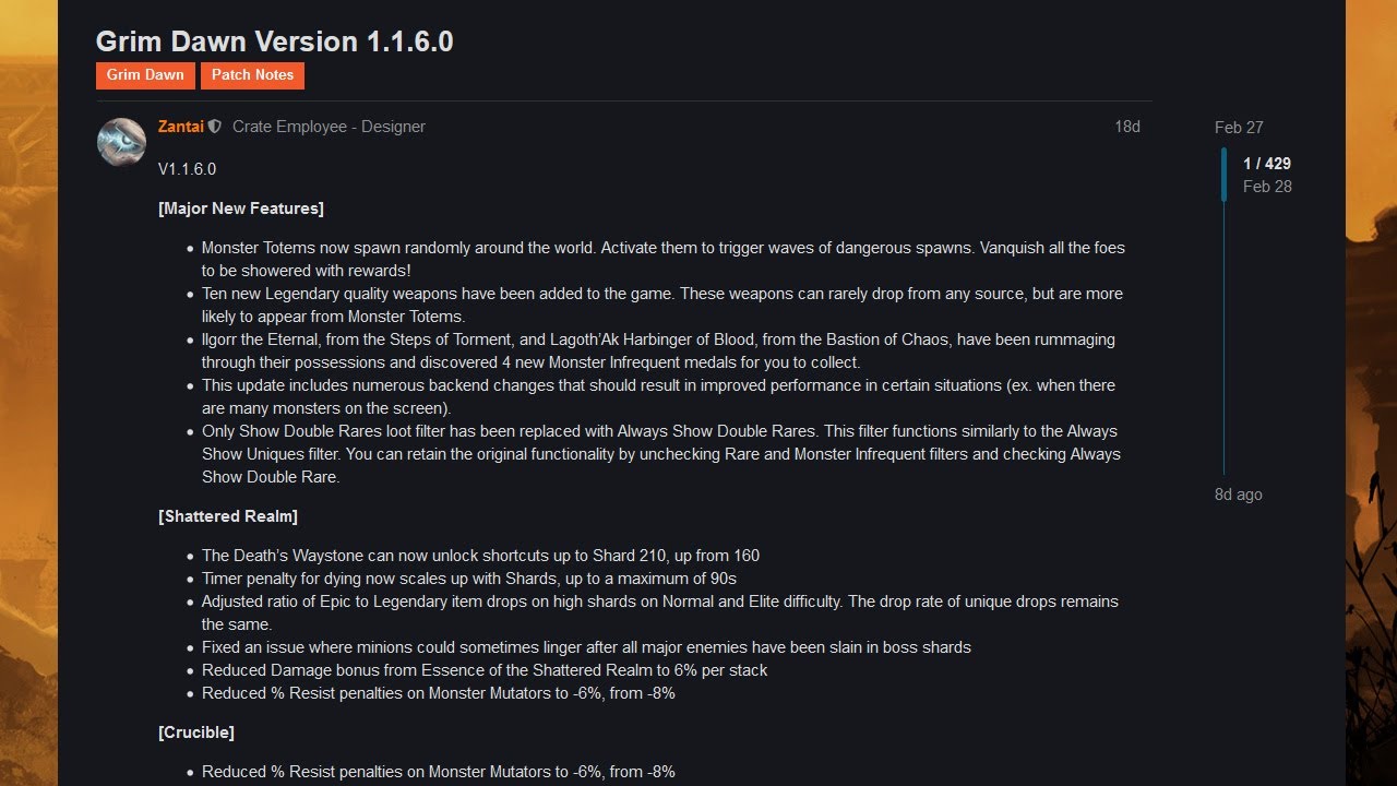 ☠ 1.1.6.0 - Тотемы монстров, новые предметы и множество изменений баланса.