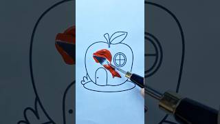 Apple House Coloring with Bright Red Paint 🍎 #shorts #asmr #art