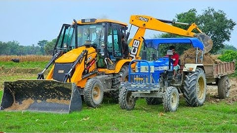 JCB 3dx Loading Mud in Tractor | Mahindra Yuvo Di Eicher 380 Swaraj 735 Fe Sonalika 47 di Powertrac