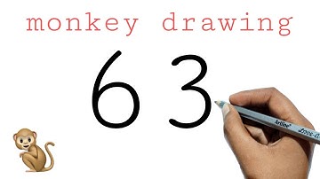 How to Draw a Monkey From Number 63 | Monkey Drawing Easy Step By Step | Drawing for kids|