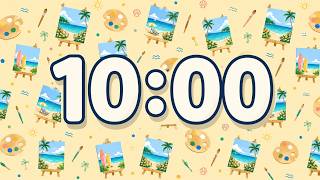 10 Minute Summer Art Timer 🎨🏖️ | Beach Canvas for Study, Classroom &amp; Focus ⭐