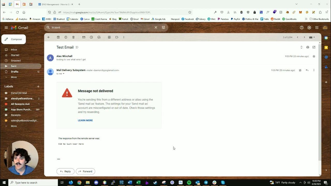 Fixing the 550 no such user here email error with bluehost