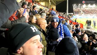 TOM WAGNER IN AMONGST IT: Blues chairman celebrates with fans at Wrexham