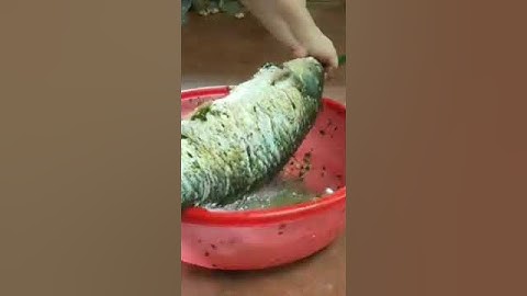 cá nướng nhồi lá ngải (Grilled fish stuffed with mugwort)#vietnamesefood