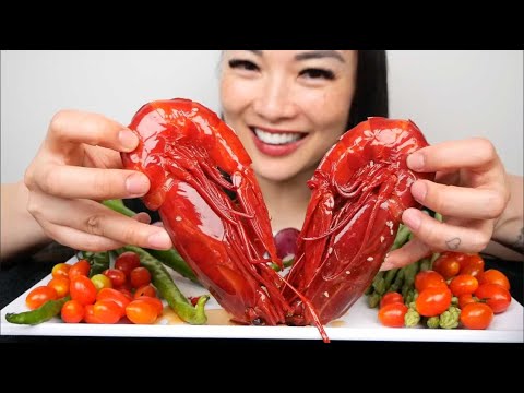 GIANT RED DEVIL SHIRMP (ASMR EATING SOUNDS) LIGHT WHISPERS | SAS-ASMR