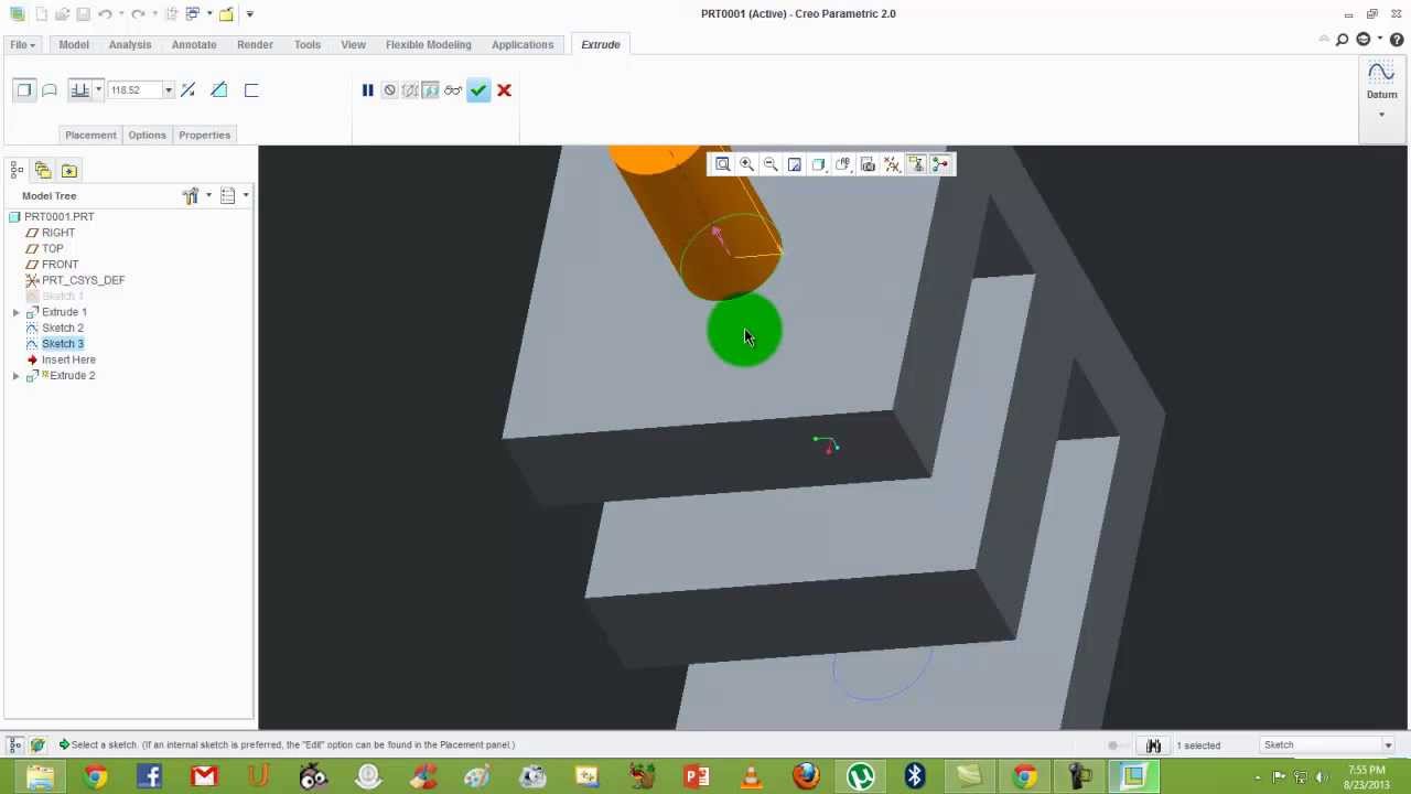 Part: Creo 2.0 Parametric Modelling - Extrusion - YouTube