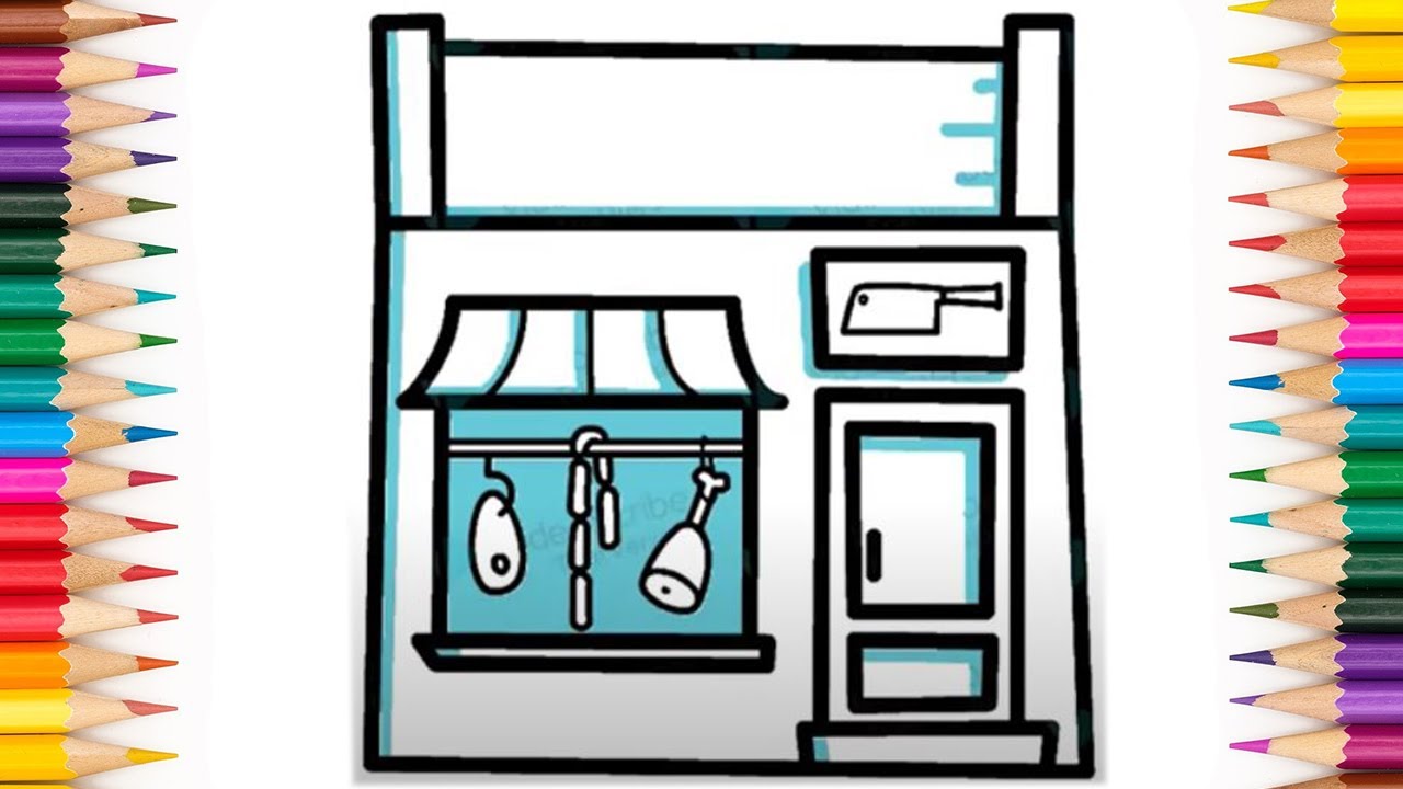 #Short | How To Draw shop with meat | Meat Shop - YouTube