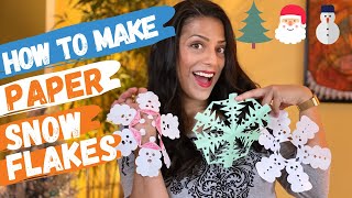 HOW TO MAKE PAPER SNOWFLAKES ❄️ | Paper Folding Style for 3 Designs | Christmas Tree, Santa, Snowman