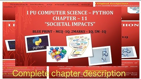 FIRST PU CHAPTER -11 | SOCIETAL IMPACTS | COMPUTER SCIENCE - PYTHON