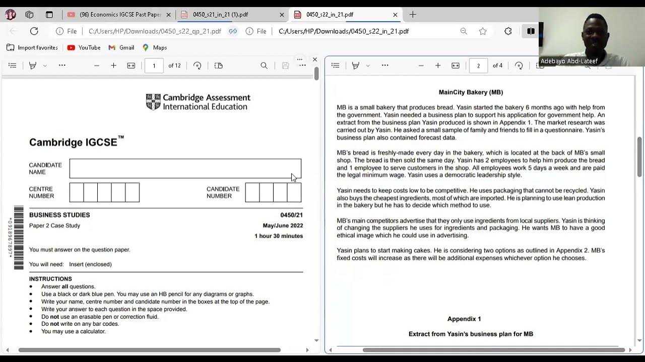 Business igcse past paper 0450 21 may jun 2022 youtube