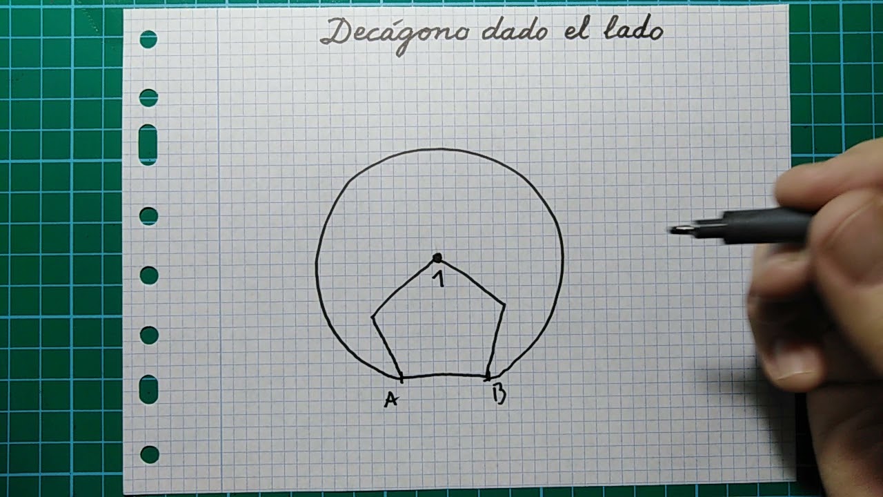 DECÁGONO regular dado el LADO, polígono de 10 lados, por el método particular