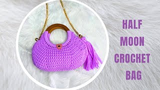 How to crochet a half moon bag | Crochet a semi-circular linked single crochet stitch bag