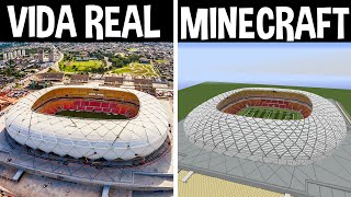 REAGINDO A ESTÁDIOS NA VIDA REAL NO MINECRAFT! (Construções incríveis!!)