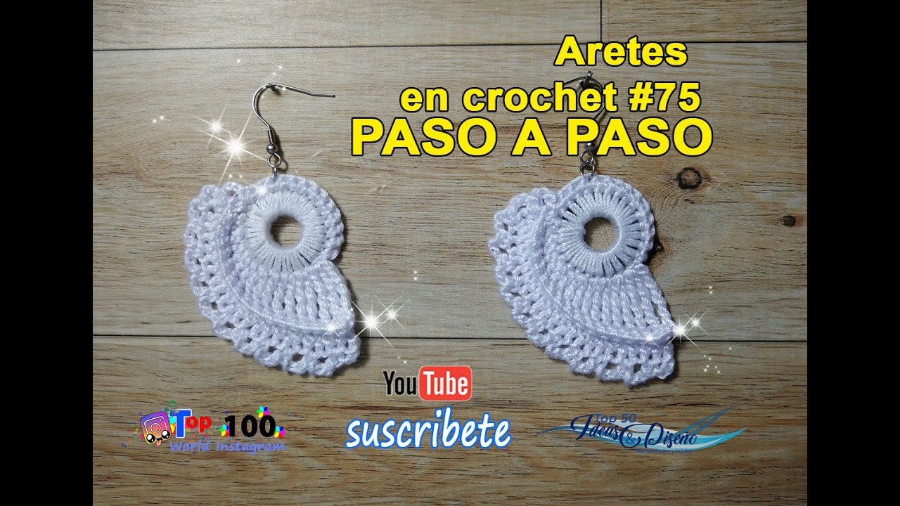 Tutorial Aretes en crochet #75, Faciles de hacer