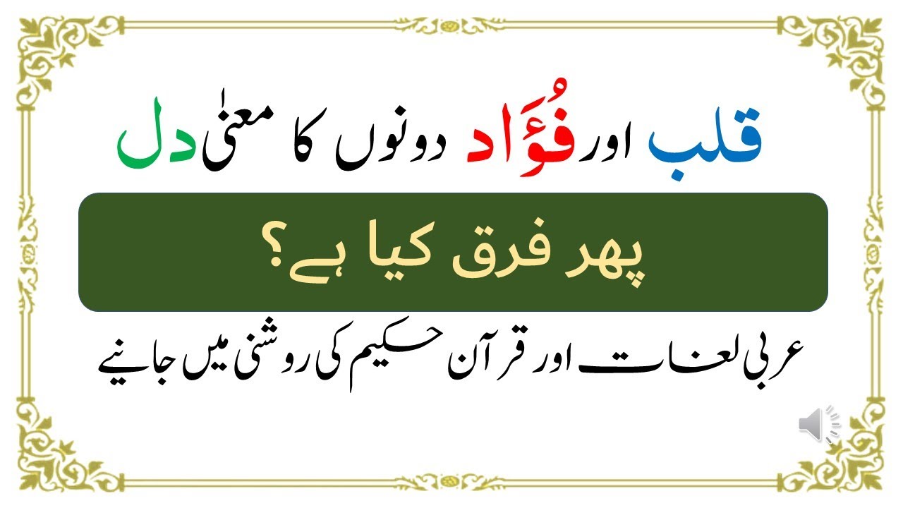 قلب اور فواد میں فرق  Qalb and Fuad Difference