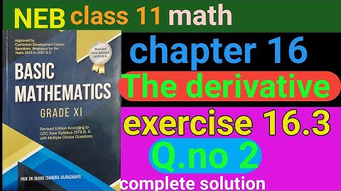 class 11 math, exercise 16.3,Q.no 2,complete solution part 1, nepa #derivatives@itzprashant_7